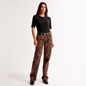 Abercrombie & Fitch Baggy Low Rise Leopard Print Women's Jeans 12/31 R